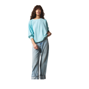 เสื้อสเวตเชิ้ตโอเวอร์ไซส์ทรงหลวม แขนยาว คอโอ ทรงหลวม สีพื้น ผ้าฝ้ายถัก 100% ระบายอากาศได้ดี สไตล์ฤดูใบไม้ผลิ - Product Image 1
