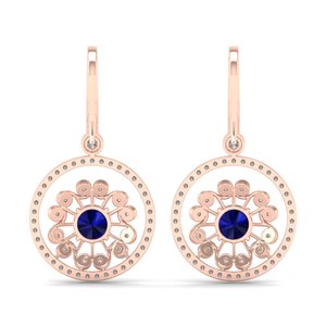 ต่างหูพลอยไพลินสีน้ำเงินทรงกลมขนาด 2.57 มม. REYES ขายดี ประดับเพชรทองคำแท้ 14K ของขวัญสำหรับงานหมั้น เครื่องประดับชั้นดี - Product Image 4