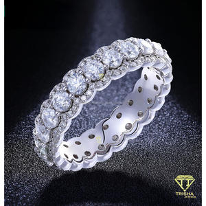 Moissanite <b>Eternity</b> Band <b>Ring</b> 925 Sterling <b>Silver</b> Round Cut Brilliant Stone Wedding Anniversary Jewelry Custom <b>Ring</b> for Women - Product Image 2