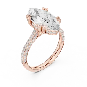 Anillo con halo oculto de diamante redondo cultivado en laboratorio de 4.00 ct, oro macizo de 18k, estilo marquesa, unisex, para novia, certificado por IGI - Product Image 4