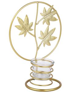 Portavelas de Latón Dorado con Diseño de Hoja de Arce, Resistente al Calor, Decoración para el Hogar - Product Image 3