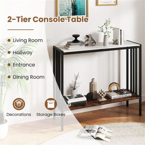 Consolle Moderna Industriale a Specchio con Design a 2 Livelli e Piano in Pietra Sinterizzata - Product Image 6