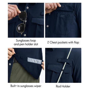 Camisas de pesca elegantes de tela para hombre, transpirables, de algodón y spandex, ropa deportiva para hombre. - Product Image 4