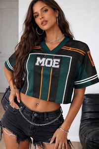 Maillot de football américain avec strass, broderie personnalisée, séchage rapide, coupe oversize, t-shirt court en mesh, sublimation, tenue de football - Product Image 4