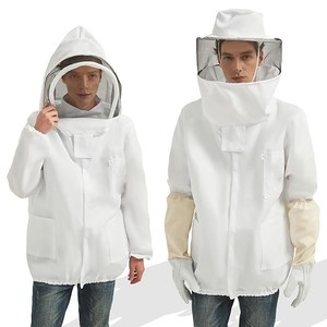 Veste de protection respirante pour apiculteur avec voile, coupe ample, en polyester et coton, blanche, vêtements de sécurité pour la protection des apiculteurs - Product Image 1