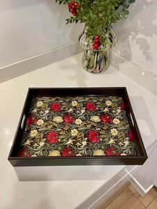 Stylish rectangular wooden <b>serving</b> <b>tray</b> with carved borders handcrafted finish perfect for <b>parties</b> <b>serving</b> - Product Image 2