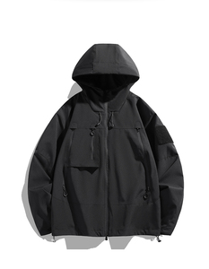 Unisex Half <b>Zip</b> <b>Hooded</b> Windproof Oversized Jacket Solid Color Casual Streetwear 100% Polyester Winter Wear - Product Image 2