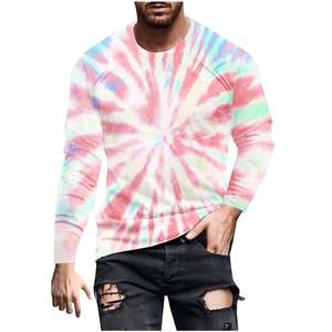 T-shirt tie-dye à manches longues pour homme, fabriqué par OEM, respirant, décontracté, doux, col rond, pour l'entraînement, le fitness, la mode en plein air, coupe ample - Product Image 6