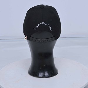 Black 6-Panel Baseball <b>Caps</b> With White Embroidered Logo Adjustable Unisex Cotton Casual Hat For Adults for Men <b>Womens</b> <b>Caps</b> - Product Image 2