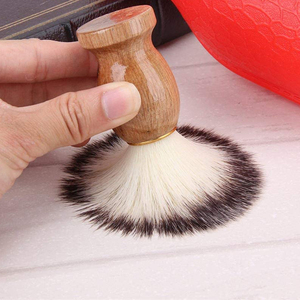 Brosse à raser pour homme la plus vendue, manche en bois, portable, pour salon, poils synthétiques, brosse de nettoyage visage et cou - Product Image 6