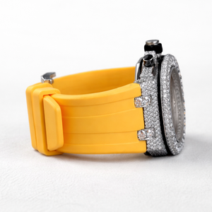 Reloj de hombre de moda con moissanita, diamantes de zafiro y cristal de 41 mm, chapado en oro, de acero inoxidable, semirrevestido de diamantes, el más vendido. - Product Image 3