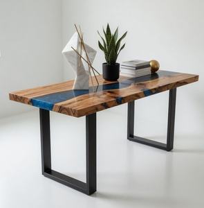 Mesa Consola de Madera Maciza con Resina Epoxi Azul Galaxia TIMELESS CRAFT, Diseño de Río, Mueble de Entrada de Lujo Hecho a Mano, Moderno y Duradero - Product Image 3