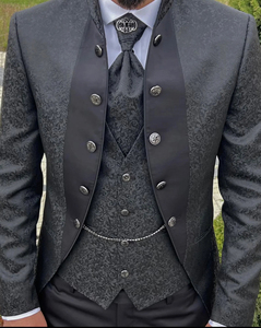 Traje Formal de Negocios para Hombre, Estilo Casual, Alta Calidad, Color Sólido, Conjunto de Tres Piezas: Chaqueta + Chaleco + Pantalones, Resistente al Agua por Delante - Product Image 3