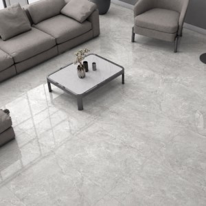 กระเบื้องพอร์ซเลนสีเทา Lumora ขนาด 600x1200 มม. ผิวขัดเงา ลายหินอ่อน กันลื่น สำหรับปูพื้นและผนังห้องน้ำ ห้องนั่งเล่น - Product Image 1