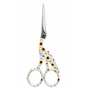 Sunflower Floral Print Crane Style Needlepoint Embroidery <b>Scissors</b> 4.5 Inch Stainless Steel Sharp Tip <b>Sewing</b> Craft <b>Scissors</b> - Product Image 1