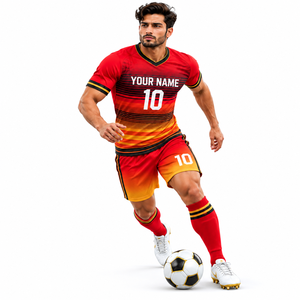 Conjunto de Uniforme de Fútbol Profesional para Hombre, Degradado Rojo Naranja, Ropa Deportiva para Equipo de Fútbol - Product Image 4