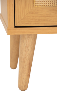 2-Drawer Wooden Rattan Nightstand Bedside Table Compact Storage <b>Cabinet</b> for <b>Small</b> Space Apartment Bedroom and Living Room - Product Image 3