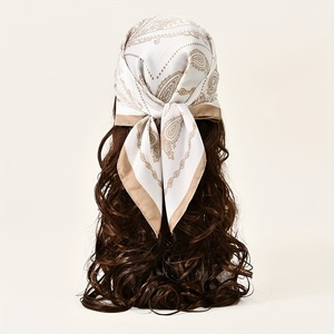 Foulard bandana à motif lettres et nœuds, imprimé personnalisé, en polyester brodé, style vintage, taille XL, fournisseur OEM - Product Image 1