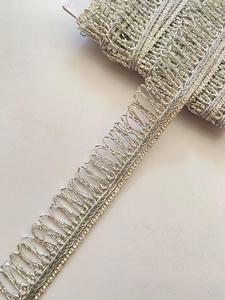 Silver Metallic Lurex Rhinestone Tassels Fringes Bullion <b>Wire</b> Lace Trim <b>Ribbons</b> for Curtains Garment 100% Polyester Deals - Product Image 3