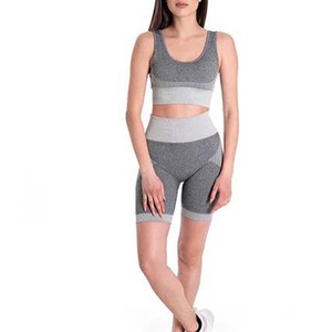 Conjuntos de Yoga de 2 Piezas para Mujer, Ropa Deportiva de Gimnasio, Poliéster, Venta al por Mayor, Trajes Deportivos, Sujetador Deportivo, Pantalones Cortos, Ropa de Yoga Sólida - Product Image 5