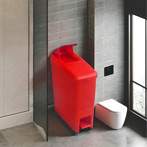 Female Sanitary Waste Disposal <b>Bin</b> with Foot Pedal Rectangular Shape PP Material <b>Lid</b> Included Indoor Use - Product Image 3