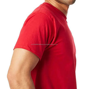 Camisetas de Cuello Alto para Hombre, Color Rojo, 100% Algodón, de Alta Calidad, para Verano, Manga Corta, Casuales, Lisas - Product Image 4