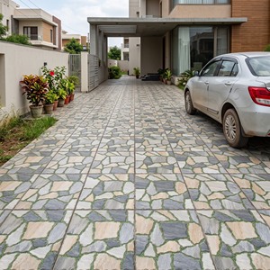 Carreaux de sol extérieurs vitrifiés robustes 400x400mm 12mm, finition perforée antidérapante pour parking, allée, jardin, passerelle, usage commercial - Product Image 5