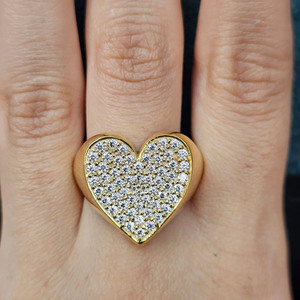 Anillo de Compromiso y Boda con Diamante Moissanita de Corte Redondo en Forma de Corazón para Hombre y Mujer, Plata de Ley 925, Estilo Hip Hop, Joyería para Fiesta - Product Image 1