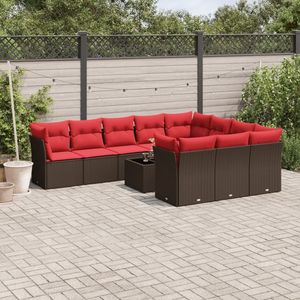 Juego de sofás de patio de ratán sintético marrón de 11 piezas con cojines, elegante colección de muebles para exteriores - Product Image 1