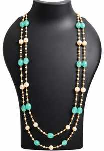 Ensemble de colliers géométriques en or plaqué 18 carats avec perles et opales colorées superposées pour femmes, bijoux de fête - Product Image 3