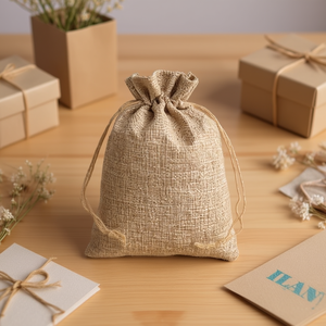 Borsa in Iuta ILAN 18x25cm con Cordoncino per Confezioni Regalo Artigianali - Product Image 2