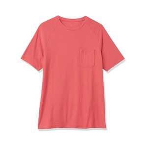 T-shirt décontracté pour homme en coton 100% rouge à manches raglan, coupe ajustée, col rond, avec poche à motif sur le devant, en toile respirante et tricot écologique - Product Image 6