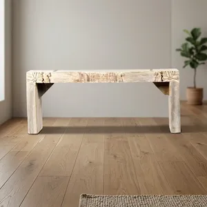 Solid <b>Wood</b> Carved <b>Bench</b> Rustic Patio <b>Bench</b> Outdoor Wooden Seating Entryway Living Room Furniture - Product Image 5
