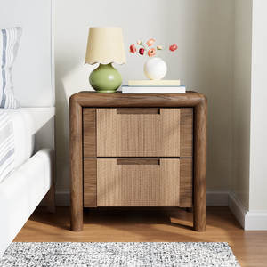 Colección de muebles de dormitorio de mesita de noche de mimbre tejida de 2 cajones - Product Image 2