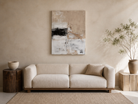 Art mural abstrait texturé Wabi Sabi sur toile, peinture crème et marron neutre, décoration moderne pour salon