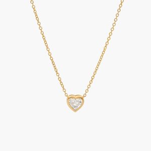 Heart Diamond Pendant Bezel <b>Necklace</b> in Yellow Gold - Product Image 1