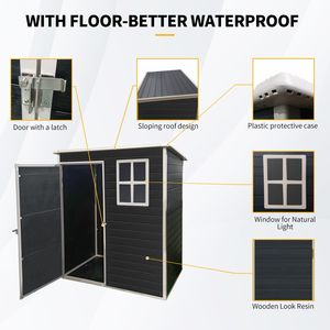 Kit di rimessa per esterni in resina 5 x3ft per mobili da giardino neri - Product Image 5