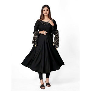 ROBE EN CRÊPE ATTRACTIVE AVEC DUPATTA NOIR - Product Image 1