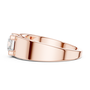 Bague solitaire pour homme en or rose avec diamant de laboratoire |   Bague audacieuse à coupe ronde pour fiançailles, mariage et occasions spéciales pour homme - Product Image 2