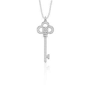 Collier en argent avec moissanite ronde en forme de clé, plaqué platine/or/argent, style mignon pour femme, idéal pour les occasions festives - Product Image 4