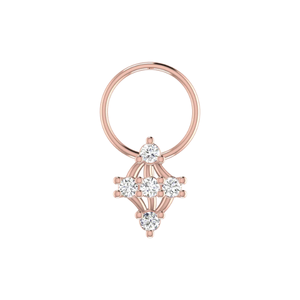 Ajretail Bijou de piercing fin pour le nez en or 14K, design en losange avec grappe de diamants naturels de 0,1 ct - Product Image 2