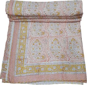 Silkgram Traditional Indian Cotton <b>Quilt</b> Floral Pattern Hand Wash Folded Classic Eco-Friendly 300tc All-Season Home Decor <b>Throw</b> - Product Image 1