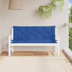 Lot de 2 coussins de banc de jardin en tissu Oxford bleu 100 % polyester – Coussins et oreillers d'extérieur élégants - Product Image 1