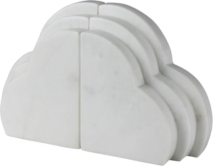 Marble Cloud Shape Bookends Set Of 2 Minimalist Stone Book Ends Decorative Sculptural Design - Product Image 1