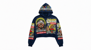Men's <b>Cropped</b> <b>Zip</b>-<b>Up</b> <b>Hoodie</b> Oversized Streetwear Print Design Maroon Color Full Graphic Pattern Breathable Knitted Fabric - Product Image 3