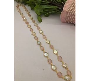 Conjunto de collar con perlas de imitación de estilo antiguo de la mejor calidad para mujeres y niñas, nueva colección para fiestas y ocasiones especiales. - Product Image 1