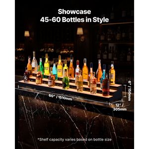 Étagère de bar à domicile en acrylique à 3 niveaux de 60 pouces avec éclairage LED, présentoir à vin éclairé avec télécommande RF pour l'affichage des bouteilles d'alcool - Product Image 4