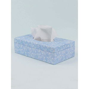 Boîte à mouchoirs rectangulaire décorative moderne bleu clair à motifs floraux, organiseur de mouchoirs pour table, bureau, hôtel, salon - Product Image 1