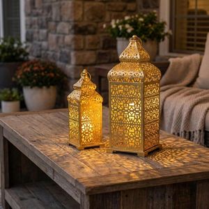Vintage Wooden <b>Lantern</b> Set Decorative Farmhouse <b>Hurricane</b> Candle Holders For Patio Wedding And Tabletop Decor - Product Image 5