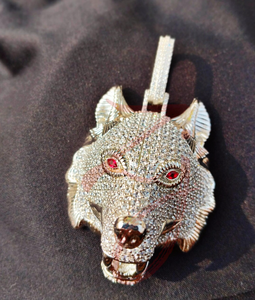 Brass <b>Wolf</b> Head Pendant Necklace Micro Pave Cubic Zirconia Animal Charm Hip Hop Jewelry for Women - Product Image 4